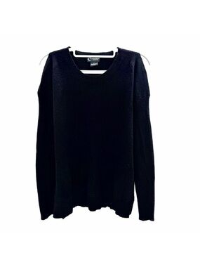C by Bloomingdales Black Cashmere Cold Shoulder Long Sleeve Sweater Womens Small